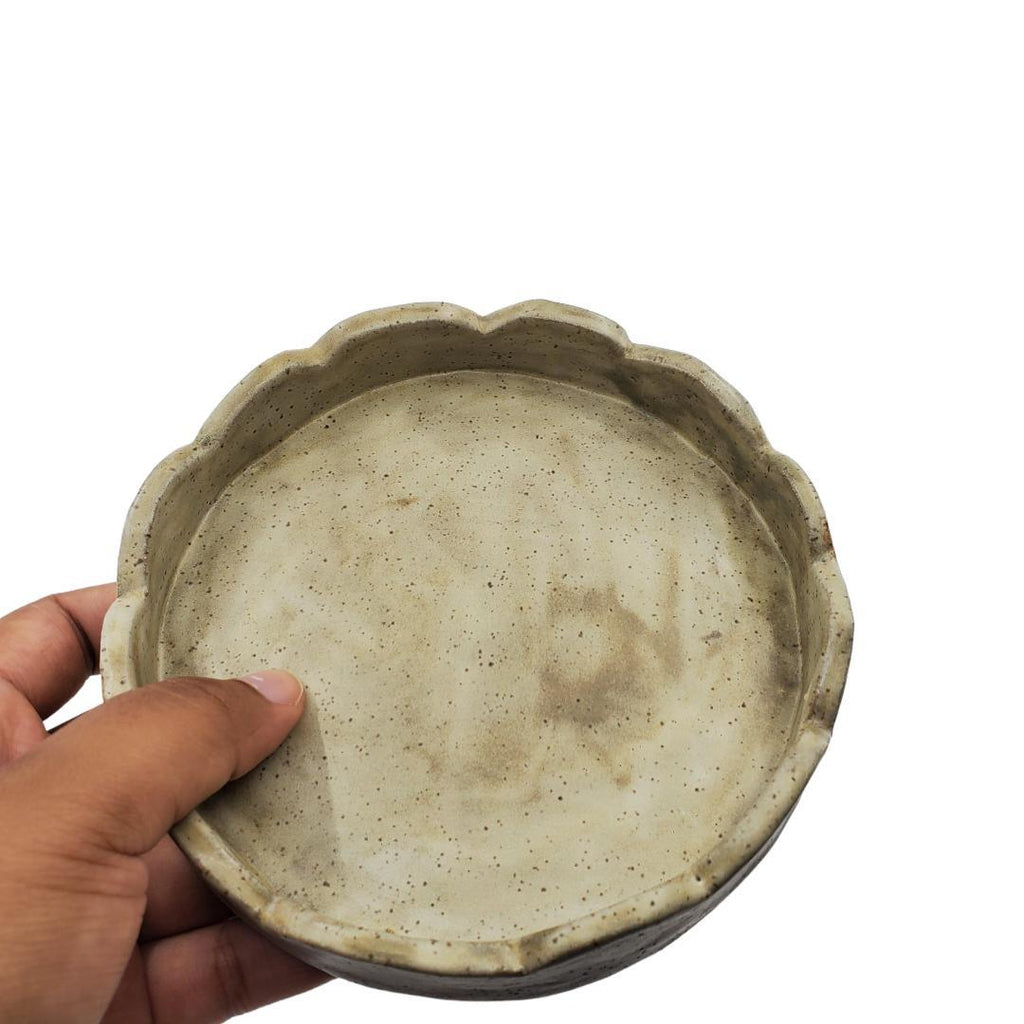 Friendly Pot - XL - Sage with Scalloped Saucer (2 piece set) by Kathy Manzella Ceramics