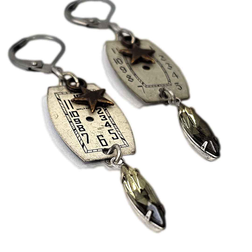 Earrings - Watch Dials - Once Upon a Time Stainless Steel by Christine Stoll | Altered Relics