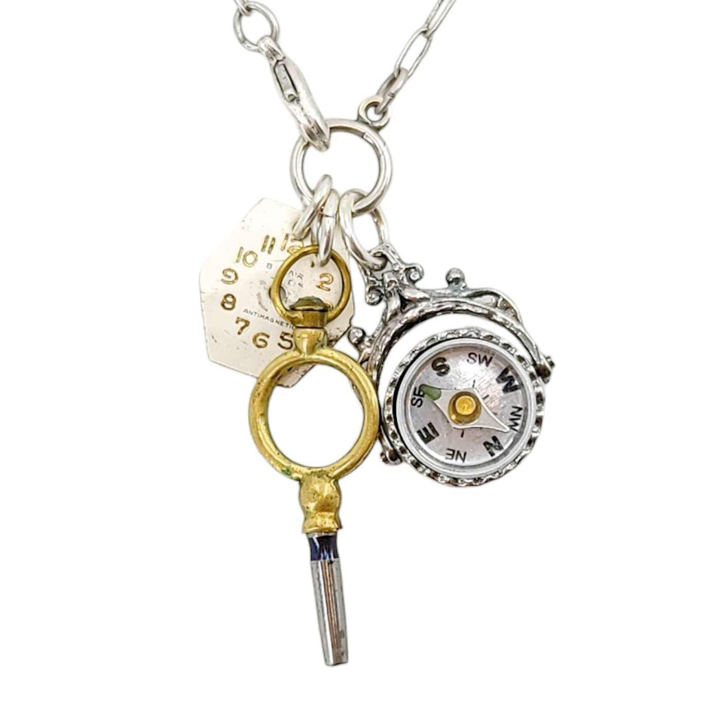 Necklace - Lost And Found - Compass (Sterling Silver) by Christine Stoll | Altered Relics