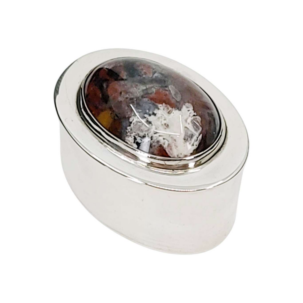 Trinket Box - Bezeled Stone (Sterling Silver, Jasper) by imakecutestuff