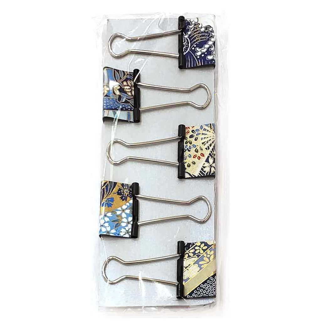 Binder Clips - Medium Japanese Washi Paper Wrapped Binder Clips (Set of 5) by Mia Yoshihara