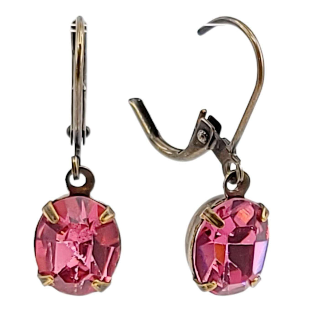 Earrings - Reds and Pinks - Brass Vintage Rhinestone Dangles (Assorted Styles) by Christine Stoll | Altered Relics