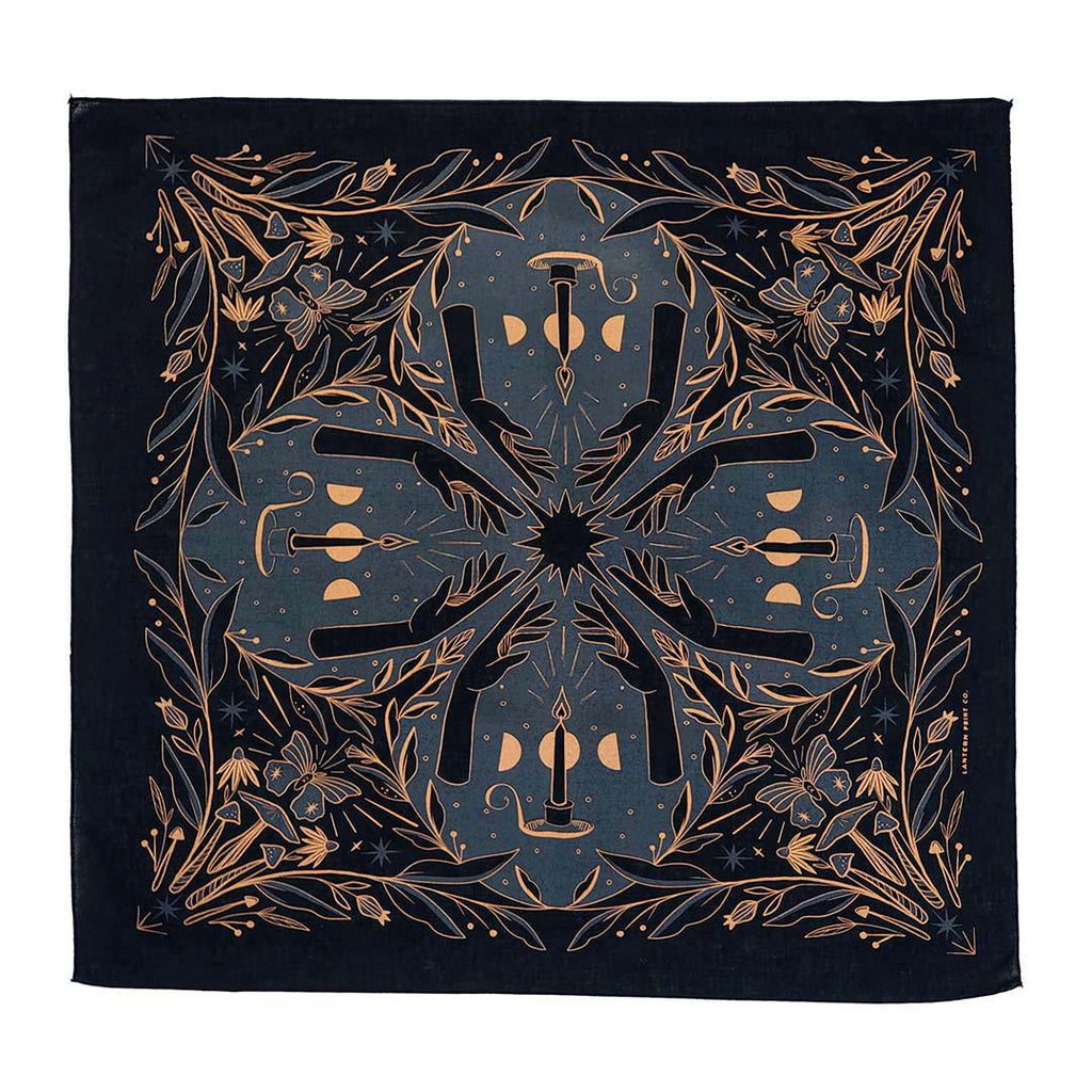 (30% Off) Bandana - Navy and Copper Luminary on Black by Lantern Print Co