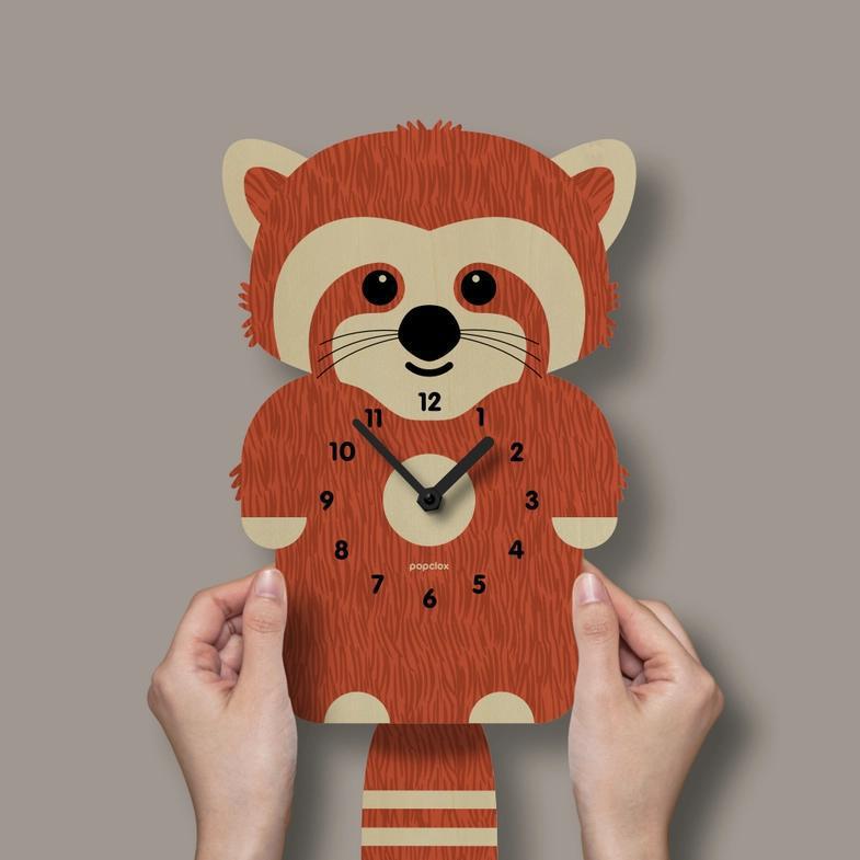 Wood Clock - Red Panda Pendulum by Popclox