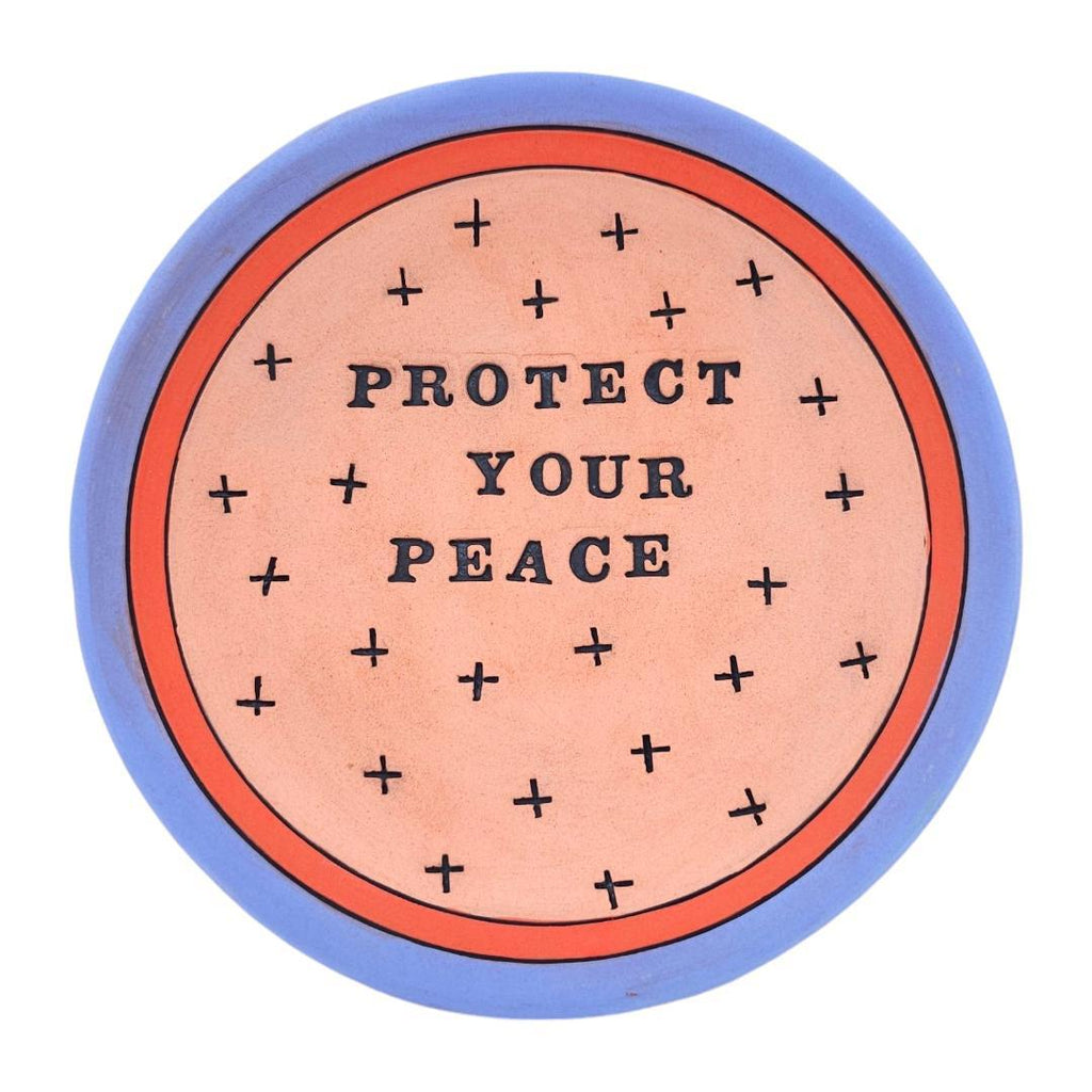 Ring Dish - 5in - Protect Your Peace (Peach) by Leslie Jenner Handmade