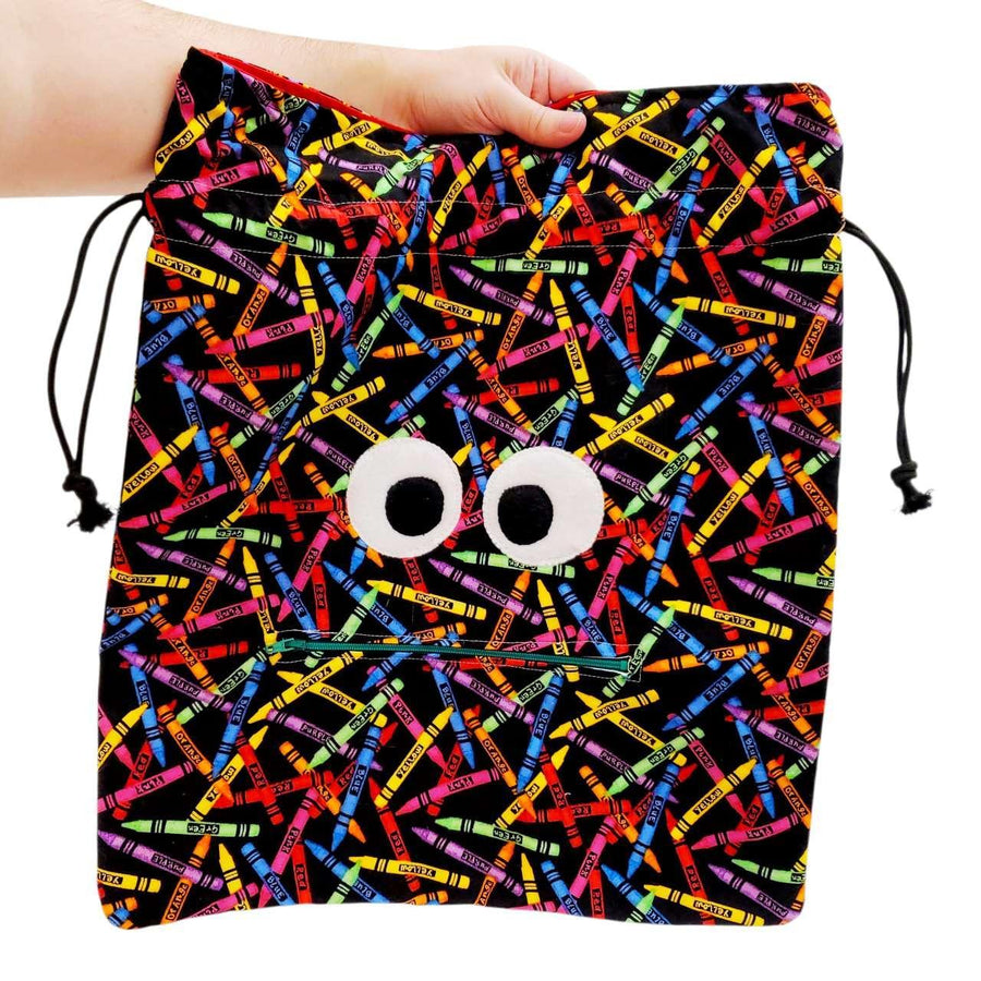 Bag - Chomper Buddy Drawstring (Crayons Red) by Peek A Boo Plush, image 5 of 5