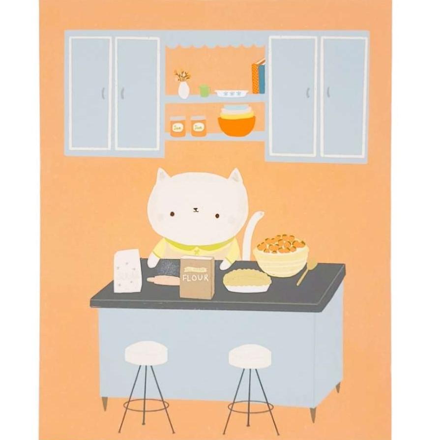 Art Print - 8x10 - Kitty Bakes a Pie by Chet and Dot