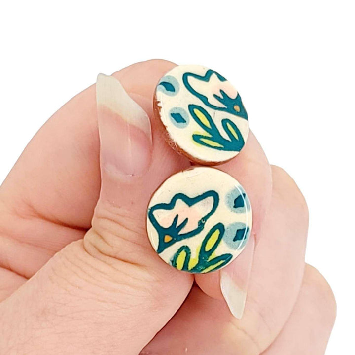 Earrings - Berries Floral Studs by Catie Miller Ceramics