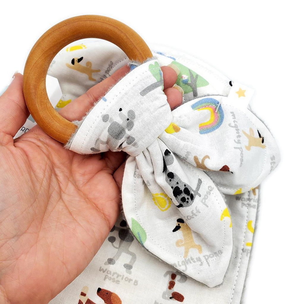 Gift Set - Yoga Dogs Bib and Teething Ring by Port and Starbird