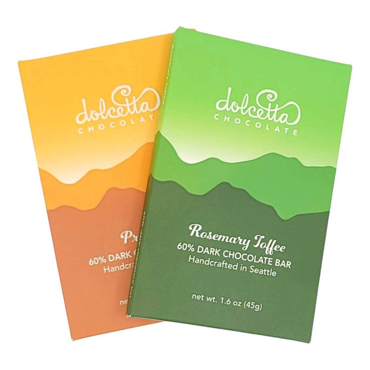 Gift Bundle - Chocolate Bar Duo (Rosemary Toffee and Pretzel) by Dolcetta Artisan Sweets