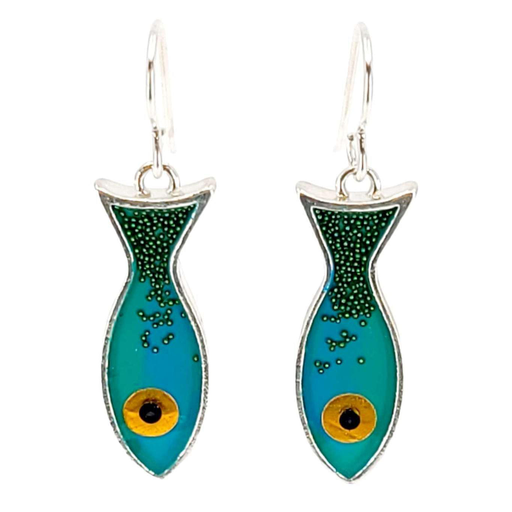 Earrings - Fish (Blue Green) by Happy Art Studio