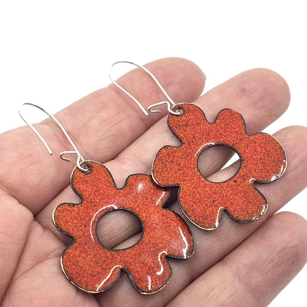 Earrings - Mod Flower (Dark Red) by Magpie Mouse Studios