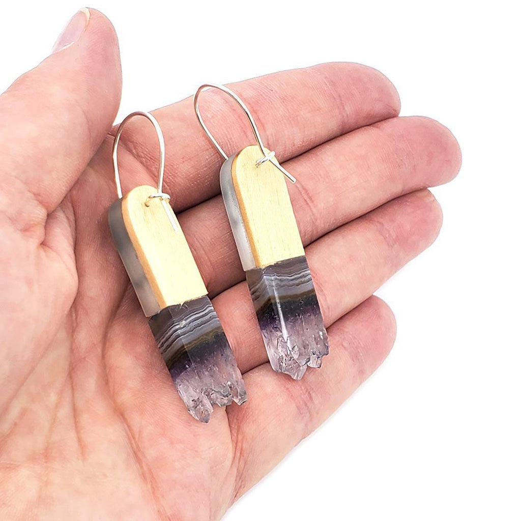 Earrings - Crystal Flock (Smokey Amethyst) by Fernworks