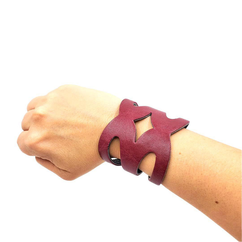 Cuff - Valentine Reversible (Cranberry Red & Violet Ink) by Oliotto