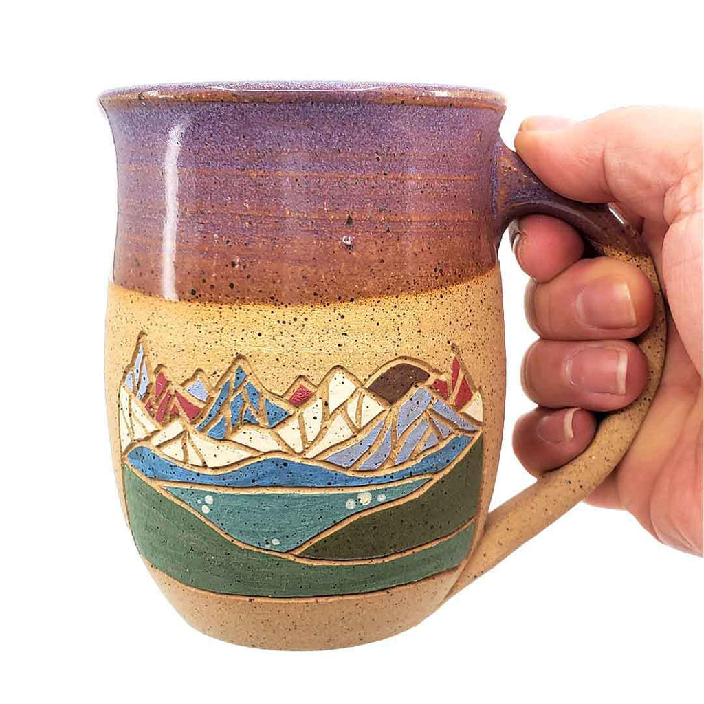 Mug - 16oz - Mountain Mug - Purple Sunrise by Forest Jeannie Pottery