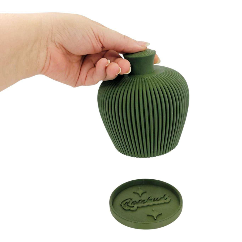 Thumb Pot - Ribbed Water Bell with Drip Tray (Green) by Rosebud Homegoods