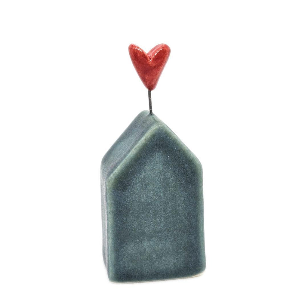 Tiny Pottery House - Teal with Heart (Assorted Colors) by Tasha McKelvey