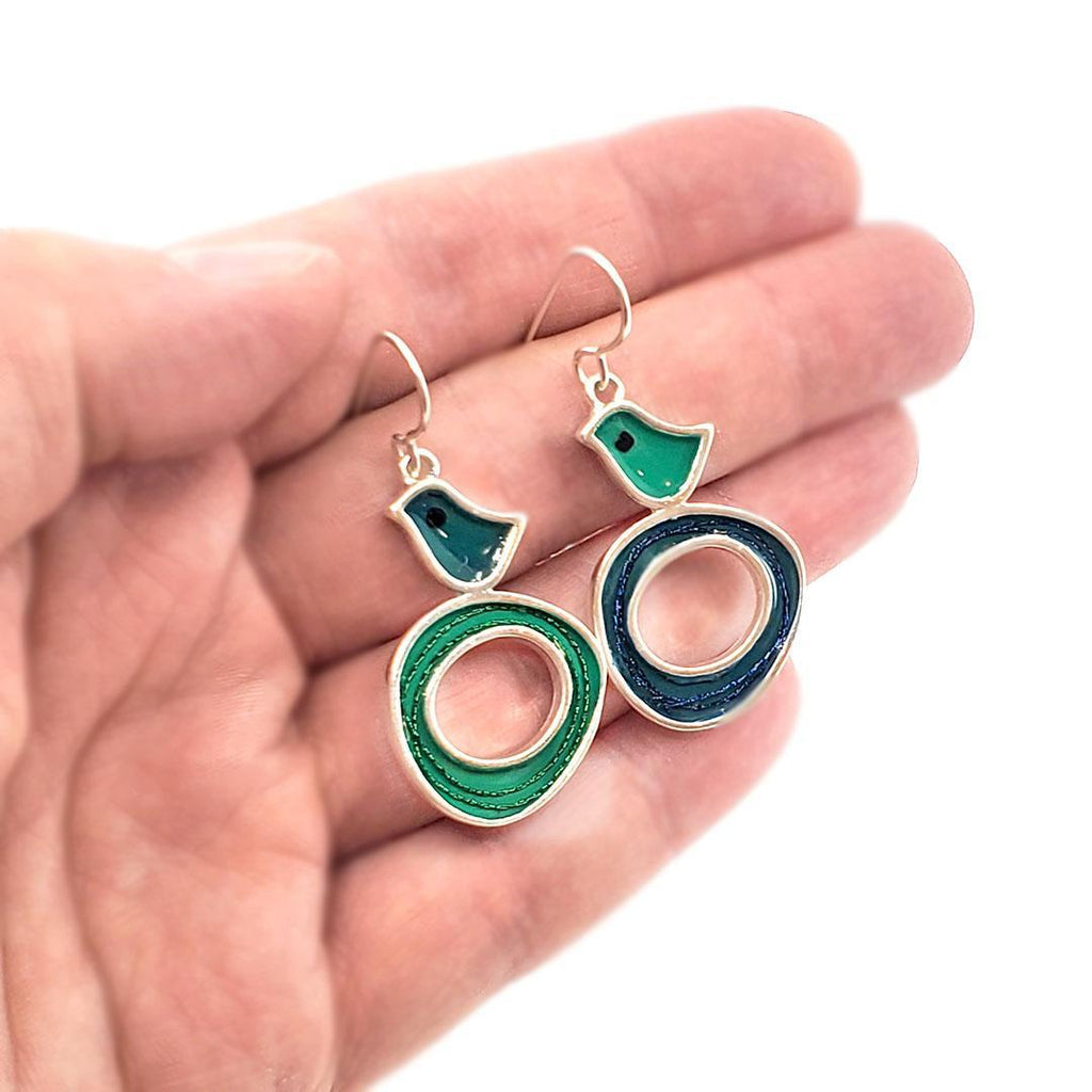 Earrings - Bird Nest (Teal Green) by Happy Art Studio