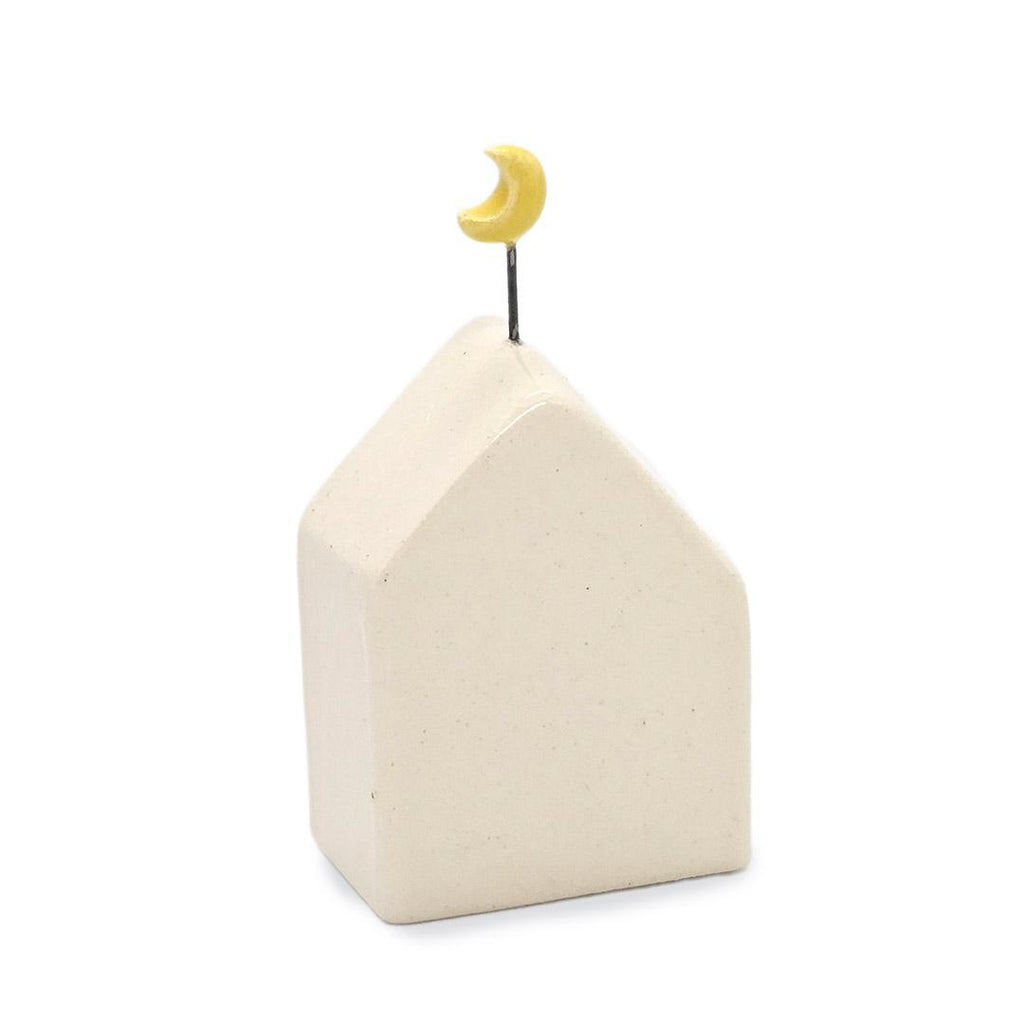 Tiny Pottery House - White with Moon by Tasha McKelvey