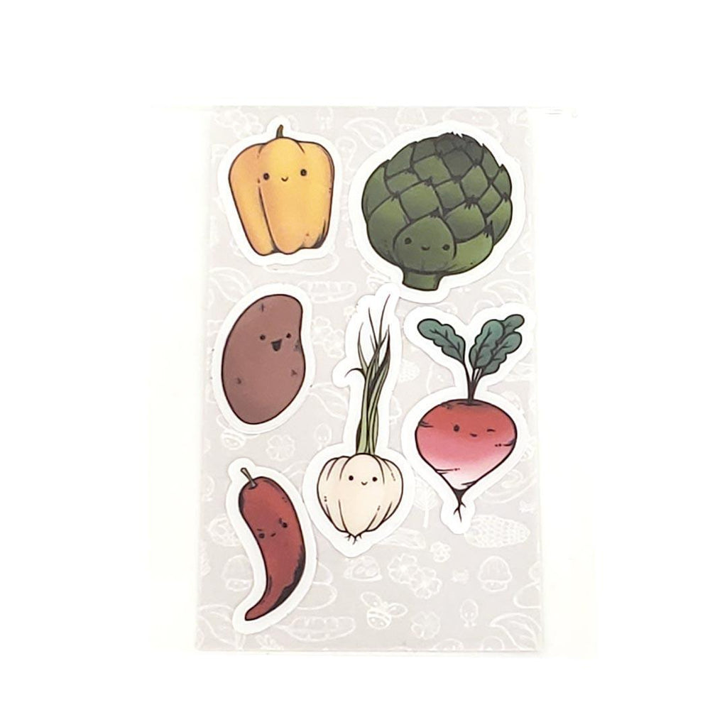 Tiny Stickers - Set of 6 - Veggie Friends (Assorted) by World of Whimm