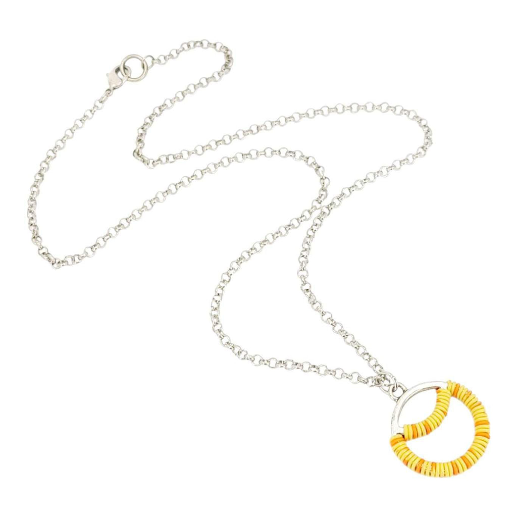Necklace - Sunrise Circle (Yellow Orange Telecom Wire) by XV Studios