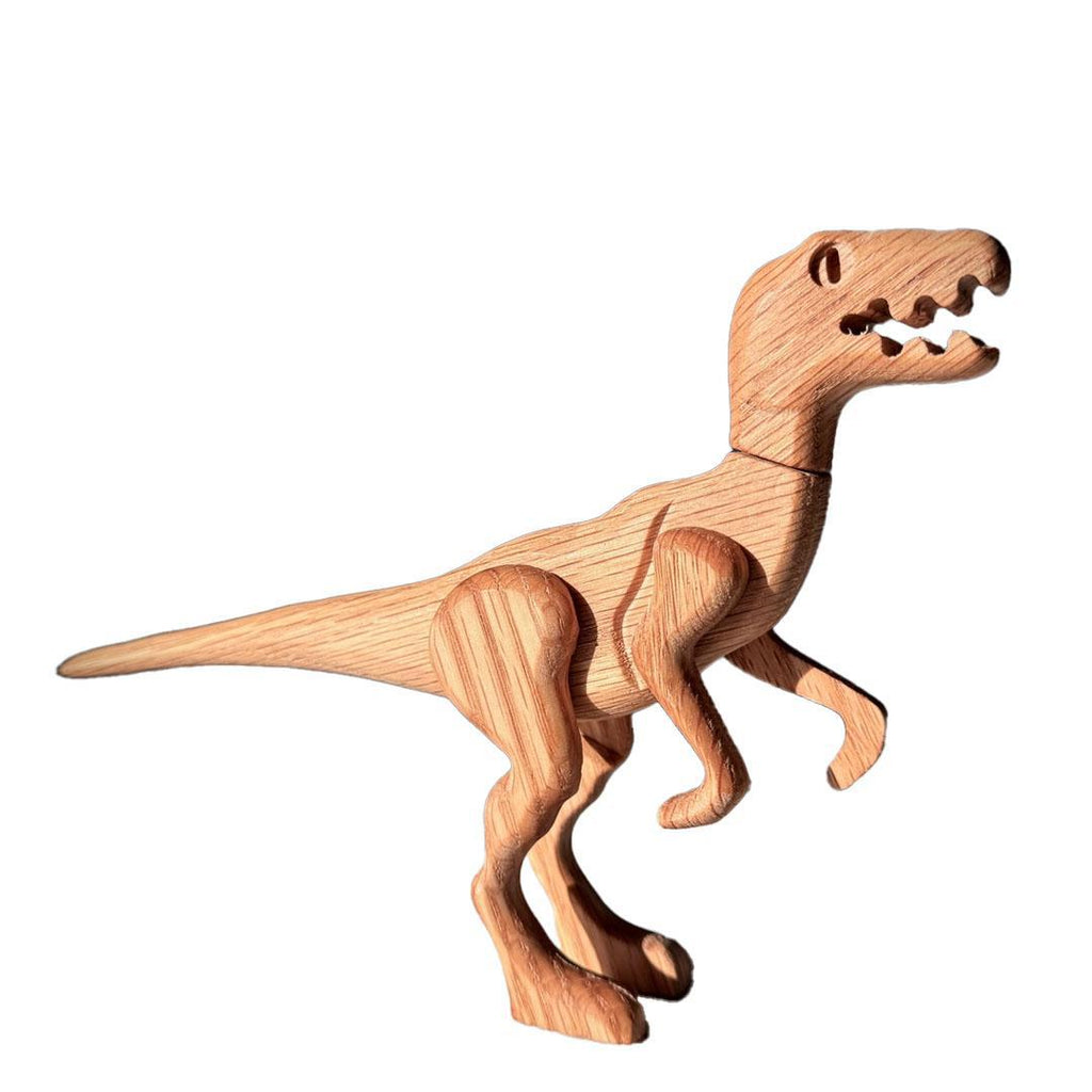 Wood Toy - Velociraptor Dinosaur with Magnetic Joints by The Serious Toy Company