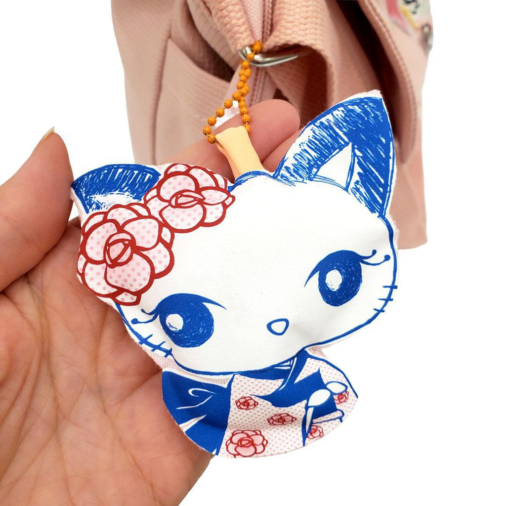 Messenger Bag - Cat Flowers Stars Geisha Kitty Friend on Pink Bag by Namu