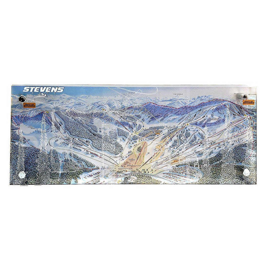 Wall Art - 16x6in - Ski Lift Stevens Pass Floating Frame Map by Modern Terrain Collection