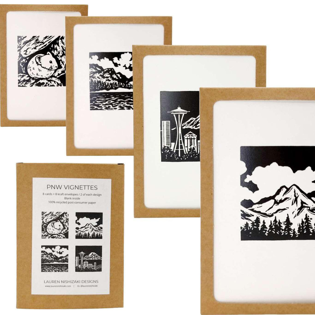 Card Set of 8 - All Occasion - PNW Vignettes by Lauren Nishizaki Designs