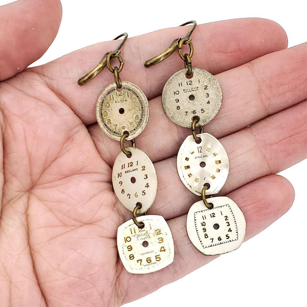 Earrings - Watch Dials Trio - Antiqued Brass (A, B, or C) by Christine Stoll