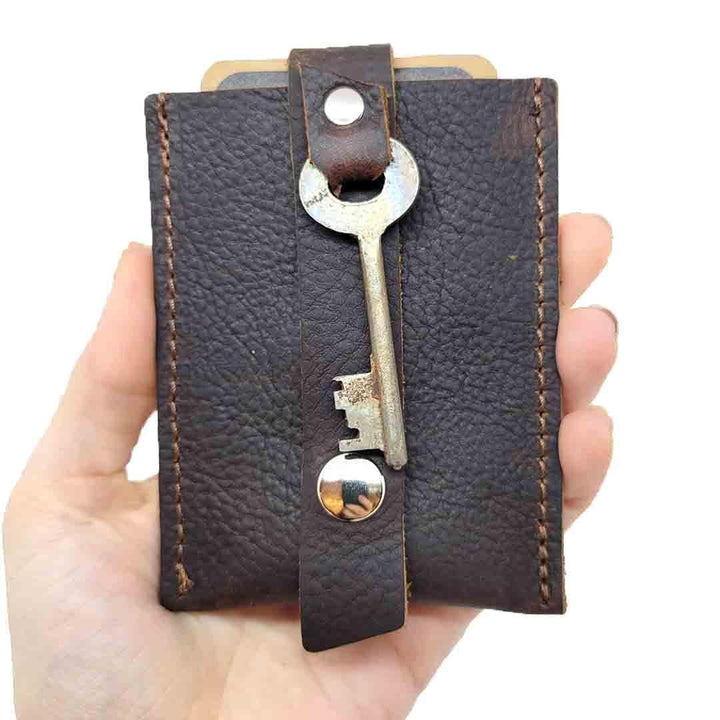Wallet - Espresso - Key Pop-Up Leather Wallet by Divina Denuevo