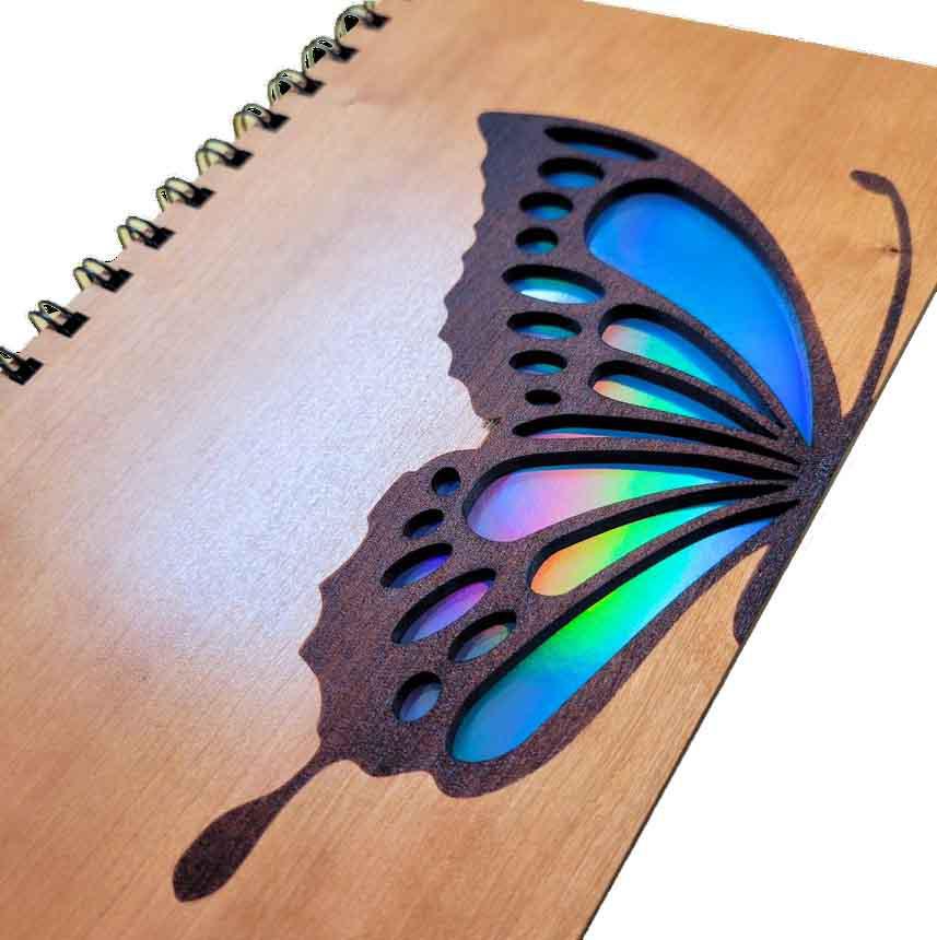 Journal - Blue Butterfly Cutout Wood Cover with Lined Pages by Bumble and Birch
