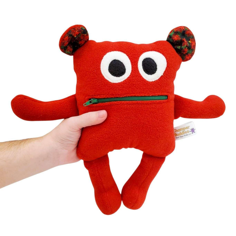Plush - 11in - Small Chomper Buddy (Red Poinsettias) by Peek A Boo Plush, image 2 of 7