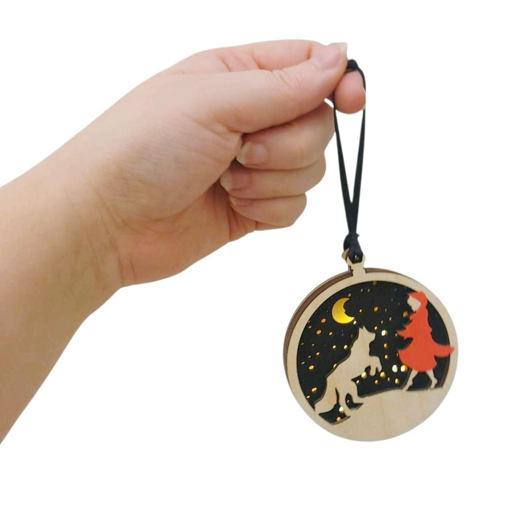 Ornament - Light Up Wood (Red Riding Hood) by Squirrel Tacos Papercuts