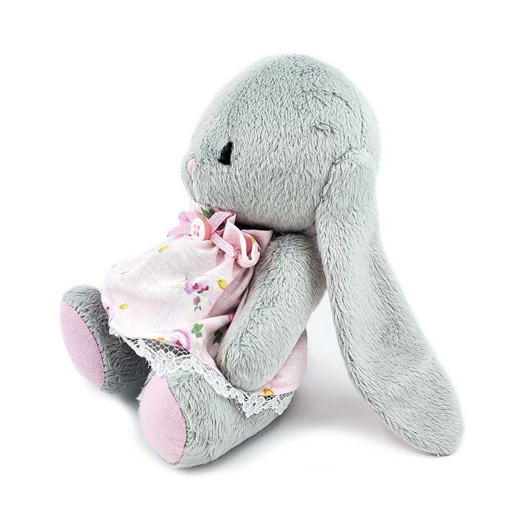 Plush - Gray Bunny in Flower Dress by Frank and Bubby