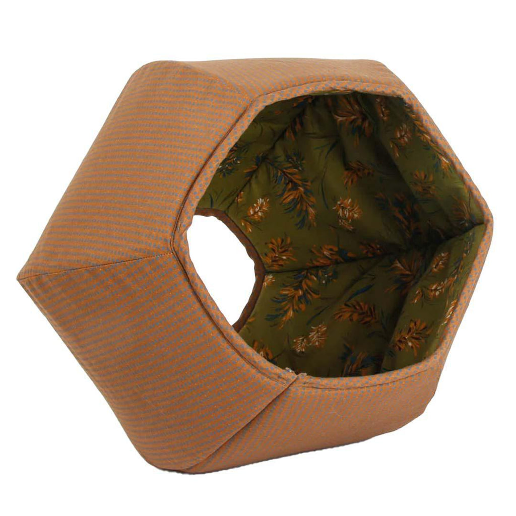Regular The Cat Ball - Brown with Blue Squares with Green Floral Lining by The Cat Ball