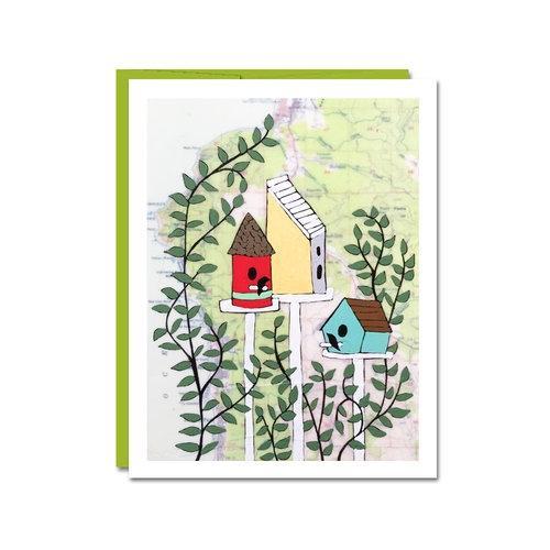 Card - Housewarming - Bird Houses by Rachel Austin Art