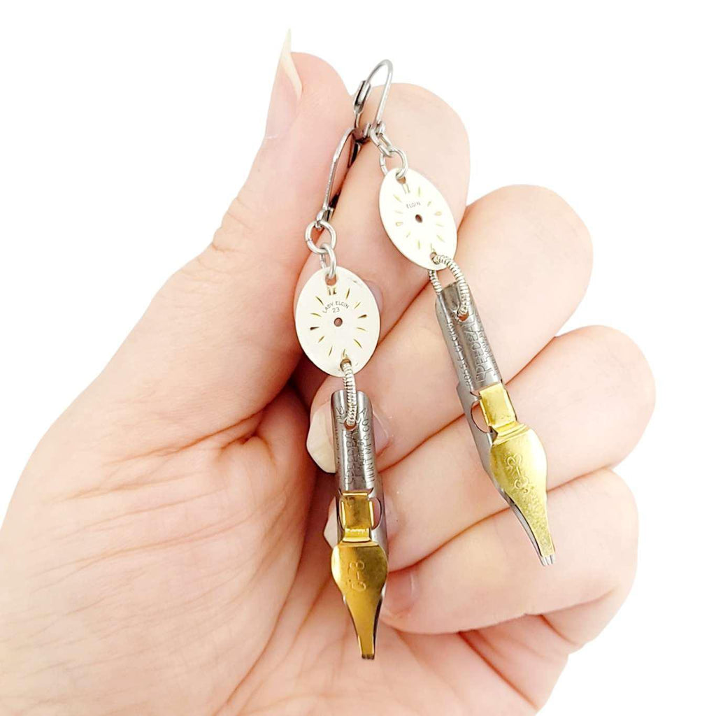 Earrings - Watch Dials - Pen Nibs by Christine Stoll | Altered Relics