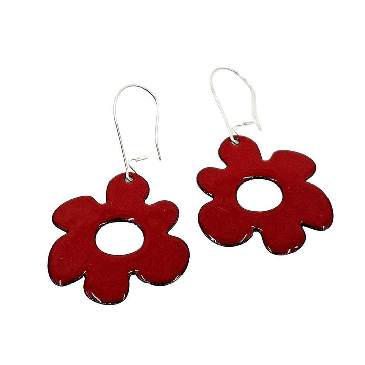 Earrings - Mod Flower (Dark Red) by Magpie Mouse Studios