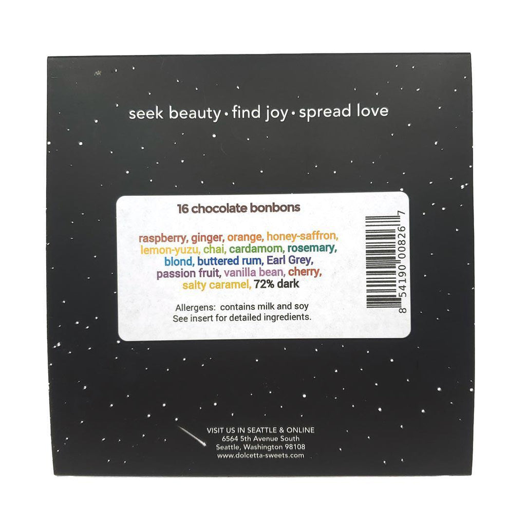 Bonbons - 16 Piece Rainbow Chocolates (Assorted Flavors) by Dolcetta Artisan Sweets