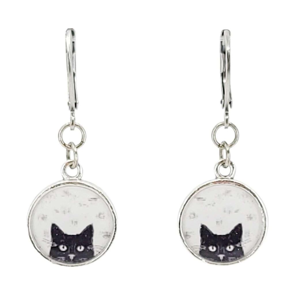 Earrings - Black Cat Dangles (Stainless Steel) by Christine Stoll