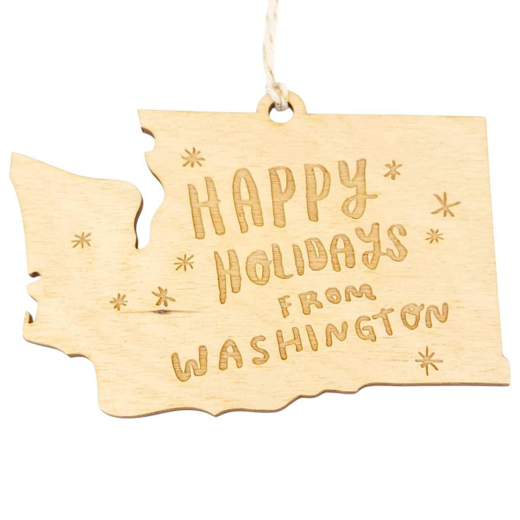 Ornaments - Large - Happy Holidays from Washington State (Assorted Colors) by SnowMade