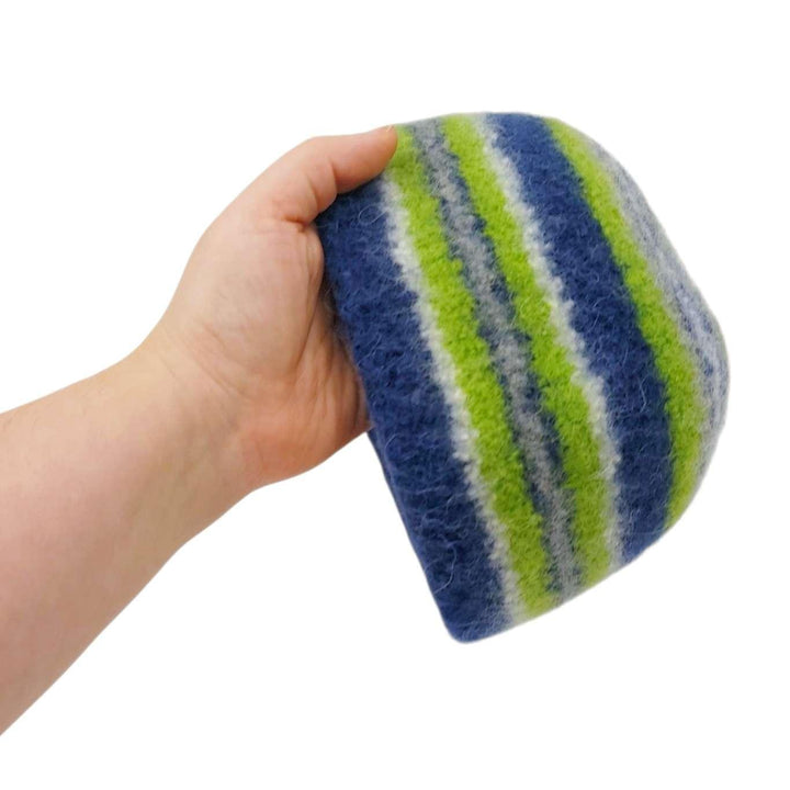 Hat - Felted Wool Cap in Blue Green Stripe (Assorted Sizes) by Snooter-doots