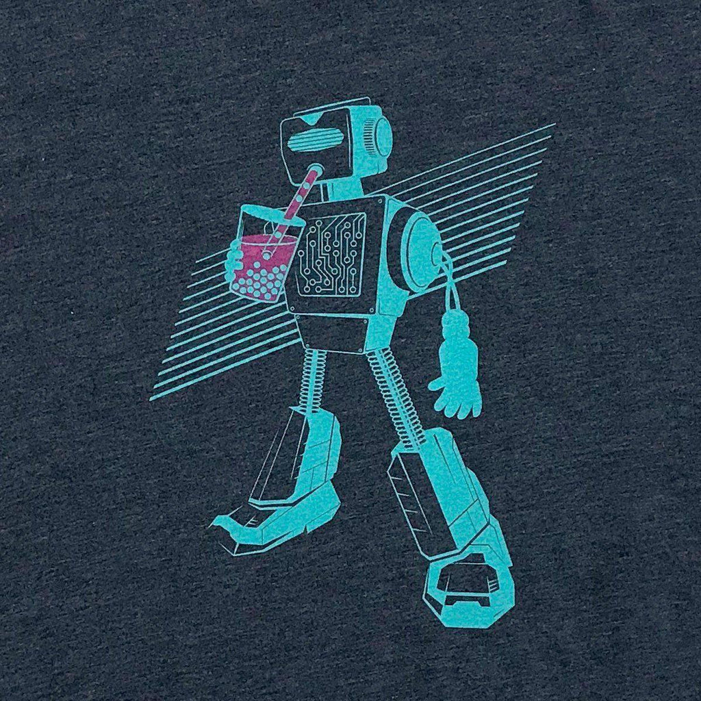 Adult Crew Neck - Boba Bot Heather Navy Blue Tee (XS - 2XL) by STORY SPARK