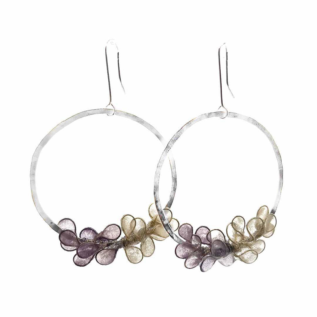 Earrings - Medium Laurel Ombre Lavender Sterling by Verso Jewelry