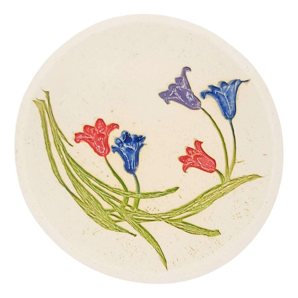 Ring Dish -  3 1/2 in - Pressed Lilies Round Pottery Dish by Walton Clay Studio