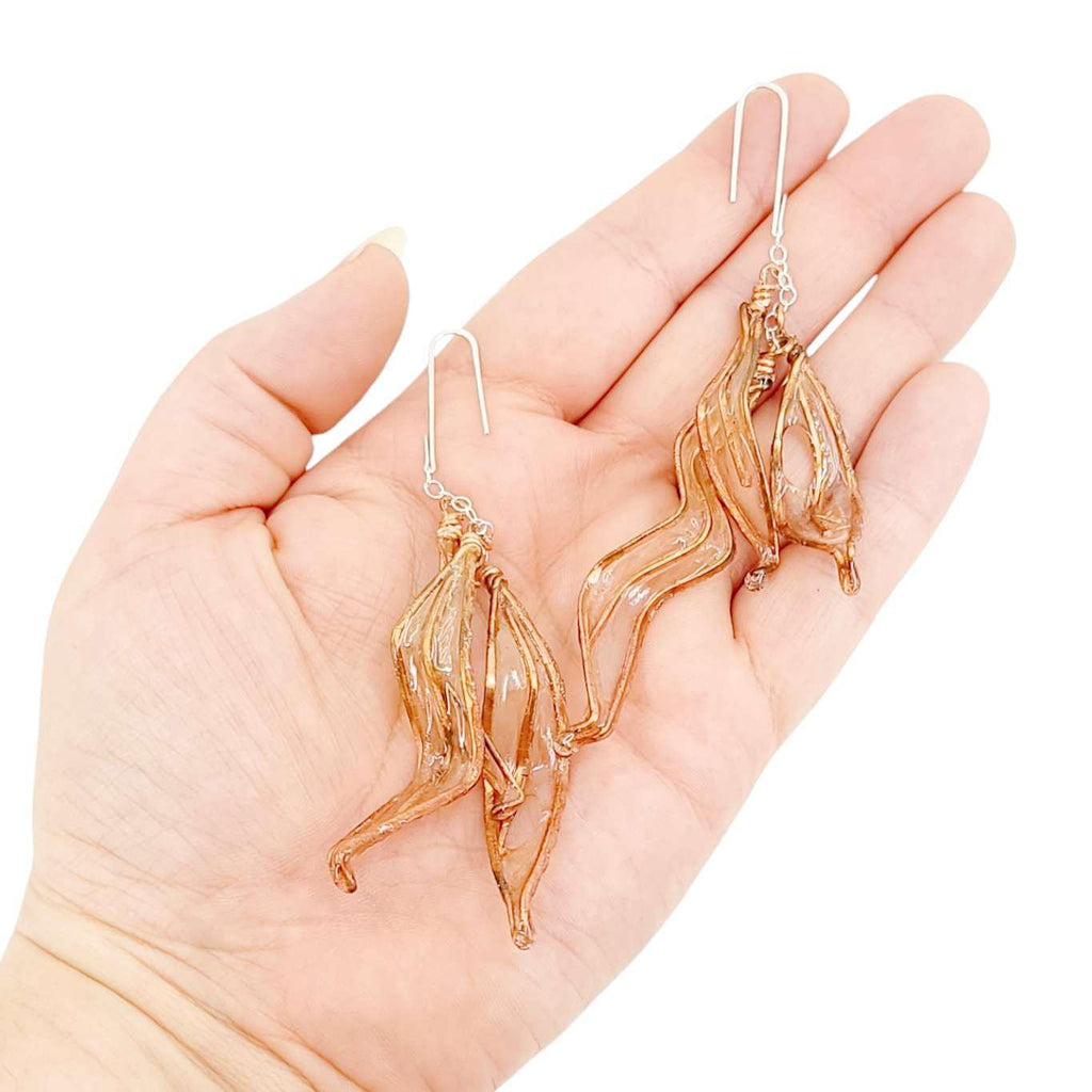 Earrings - Large Leaf Copper Cascade (Blush or Glacier) by Verso