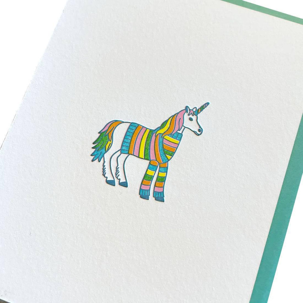 Card - Unicorn in a Sweater Letterpress by Green Bird Press