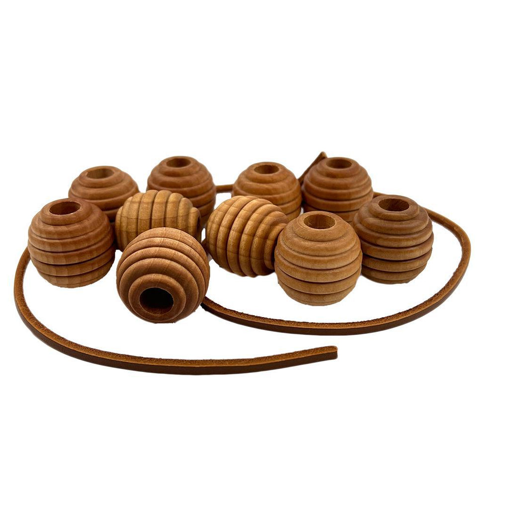 Wood Toys- Wood Beads and Leather Cord Lacing Game by Taylored Toys