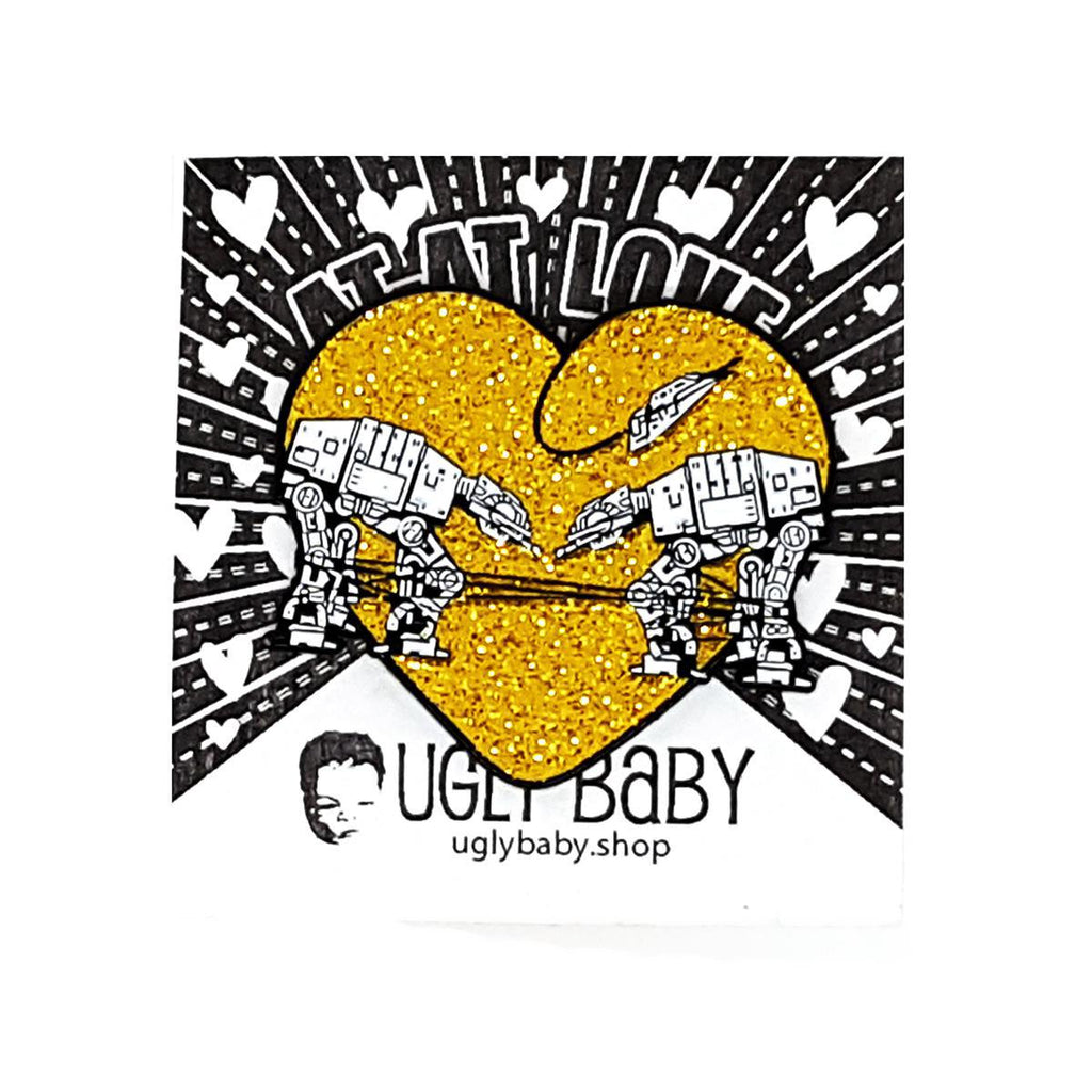 (20% Off) Enamel Pin - Love AT-AT First Sight (Gold) by Ugly Baby